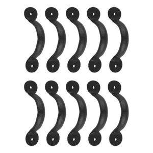 10 Door or Drawer Pull Black Wrought Iron Bean 3 3/4" x 11/16" - Picture 1 of 8