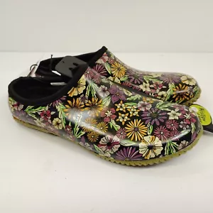 Western Chief Retro Daisy Clog Rain Mud Size 7 Womens Garden Black Purple - Picture 1 of 10