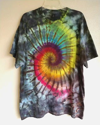 Camisa tingida em espiral feita à mão unissex masculina feminina tamanho XL algodão hippie Gildan (T087) - Imagem 1 de 3