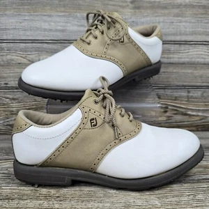 FootJoy Greenjoys White/Beige Leather Golf Shoes Women's Size 7.5 - Picture 1 of 9