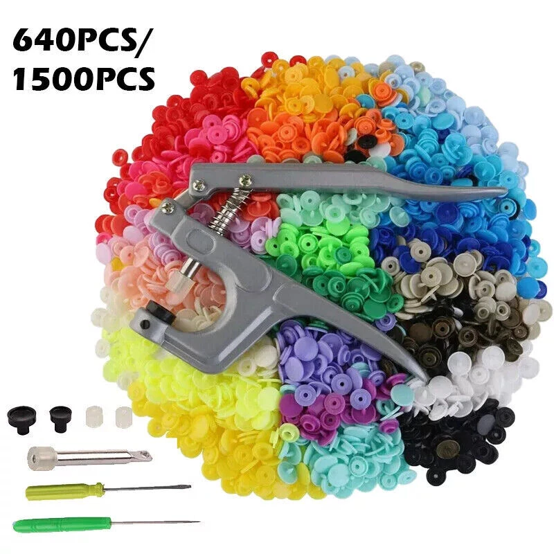 T5 Snap Kit Plastic Snaps Poppers Fastener Button Press Stud Plier Tool Box - Image 1 of 4