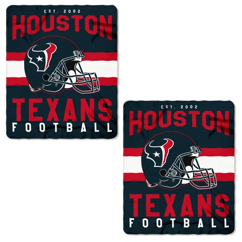 2pc Set NFL Houston Texans Soft Fleece Throw Blanket 50" X 60" Cover