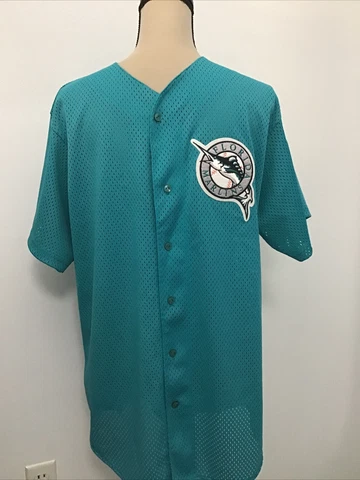 RARE Vintage 90's Florida Marlins Teal Majestic Jersey Mesh / Size Large Cover