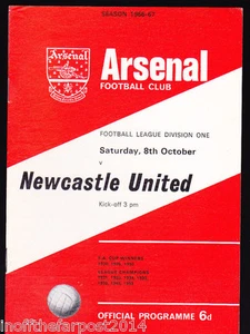 1966/67 Arsenal V Newcastle United 08-10-1966 División 1 - Imagen 1 de 1
