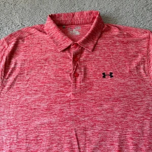 Under Armour Polo Shirt Mens Extra Large Pink Loose Heatgear Casual Golf Outdoor - Picture 1 of 7