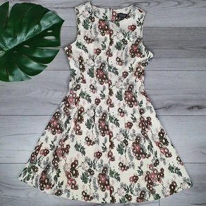 Topshop Women's Dress Size 10 UK Floral Jacquard Woven Stretch Fit & Flare Mini - Picture 1 of 12