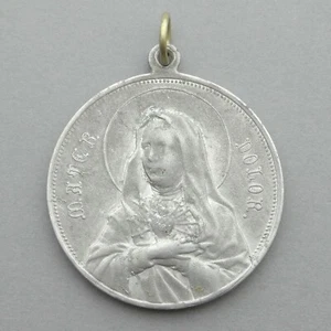 French, Antique Religious Large Medal. Mater Dolorosa. Saint Virgin Mary. - Picture 1 of 7
