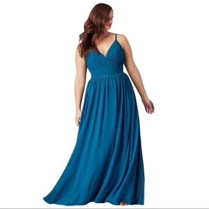 PromGirl Chiffon Long Formal Dress with Ruched Bodice - Skyway, 14 - Picture 1 of 3
