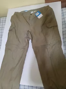 Columbia Mens XL 32 Crested Butte Convertible Pant Cargo UPF NWT Ripstop Green - Picture 1 of 6