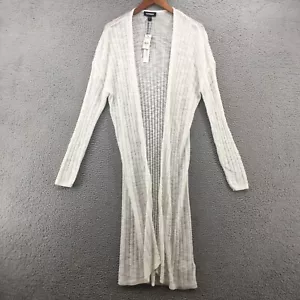 Express Open Front Cardigan Sweater Womens M White Long Sleeve Open Knit NEW - Picture 1 of 18