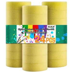 24PCS Round Painting Sponge - Ceramic Sponge Artist Watercolor Sponge Applica... - Picture 1 of 8