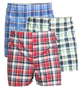 Gildan Men's Classic Woven Boxers Sz 3XL 3-Pk Plaid Underwear Shorts Moisture Wi - Picture 1 of 14