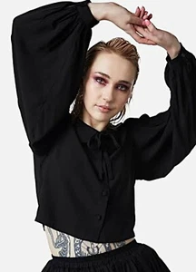 New Dangerfield 'Read it Again' Size 20 Black Crop Top RRP $78 - Picture 1 of 4