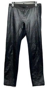 Eileen Fisher Womens Size M Black Leather Front Ponte Viscose Blend Pants (L9) - Picture 1 of 7