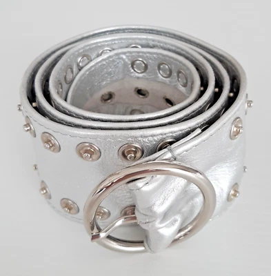 Cintura da Donna No Brand in Pelle Argentata Come Nuova con borchie bottoni - Immagine 1 di 4