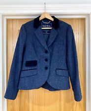 Jack Wills Navy Blue Tweed Velvet Blazer Jacket Size 12