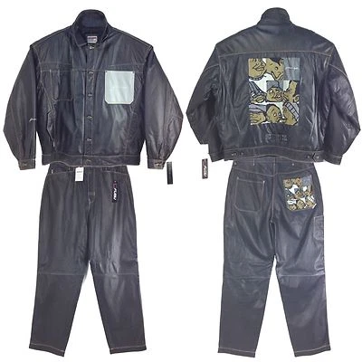 PLATINUM FUBU MEN OUTFIT, SET ,JACKET & PANTS, COWHIDE  LEATHER, SOLD AS SET - Image 1 of 4