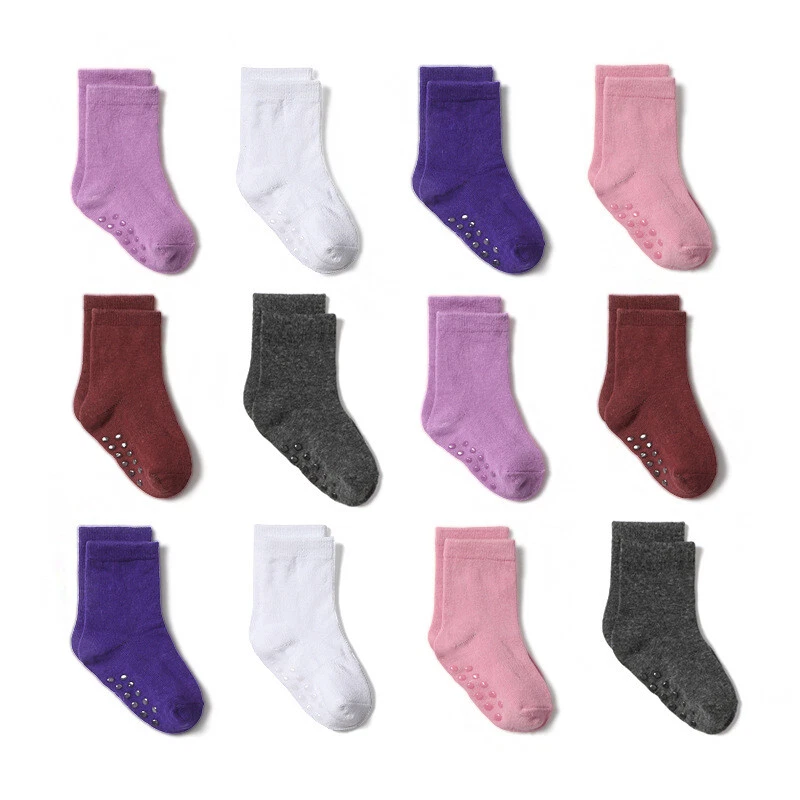 SHQANG 12 Pairs Toddler Boys Girls Non Slip Socks Baby Ankle Socks for 0-7 Years Kids
