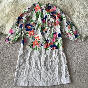 Abito vintage floreale manica 3/4 senza marchio zip dietro  - Foto 1 di 9