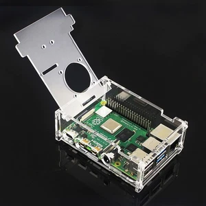 For Raspberry Pi 4 Model B Clear Acrylic 3.5" inch Enclosure Case w/Cooling Fan - Picture 1 of 10