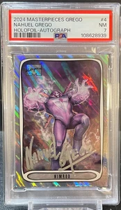 2024 CAPOLAVORI GREGO NAHUEL GREGO HOLOFOIL AUTOGRAFO #D 01/10 PSA 7 - Foto 1 di 2