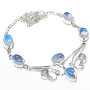 Fire Opalite Gemstone Handmade 925 Sterling Silver Jewelry Necklace Size 18" - Picture 1 of 1