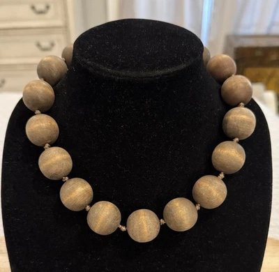 Gargantilla vintage marrón con cuentas de madera gruesa azul turquesa collar llamativo Foto 1 de 4