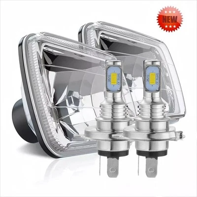 Par cuadrado de faros LED cromados para Mazda B2200 B2600 GLC 7X6" + bombillas LED H4 Foto 1 de 4