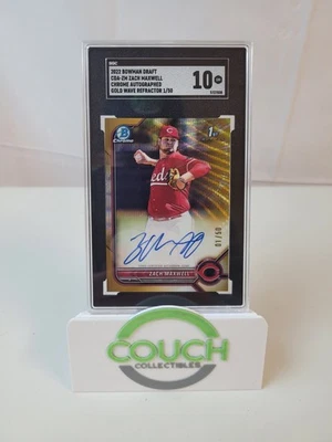 2022 Bowman Draft Chrome Zach Maxwell CDA-ZM Gold Wave Parallel Autograph #01/50 - Image 1 of 4