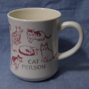 OpalHouse White Coffee Tea Mug with Pink Cats Kittens "Cat Person" - Picture 1 of 4