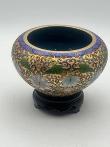 Chinese Openwork Lotus Flower Enamel Cloisonné Bowl Planter - Picture 1 of 22