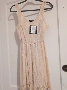 Miss Chievous Kleid Bohemian Fransen & Spitze Damen Gr. L Antik Elfenbein/Tapioka Neu mit Etikett - Bild 1 von 11