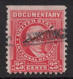 Scott R662- Used- 25c Documentary, Without Overprint (1954)- US Internal Revenue - Picture 1 of 2
