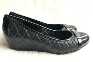 Women's Giani Bernini 'Ambir' Black Leather Wedge Shoes Sz 7.5M - Picture 1 of 12