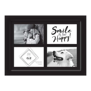 Mutli Aperture Photo Frame Holds 4 Photos of 4" x 6" Glass Front - Black - Picture 1 of 8