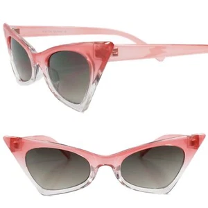 Vintage Retro Women Cat Eye Crystal Pink Triangle Sun Glasses Eyewear Shades - Picture 1 of 4