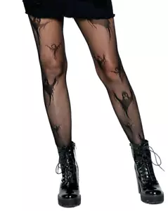 Espeluznante Fantasma Sexy Halloween Gótico Punk Negro Pantimedias NUEVAS - Imagen 1 de 4