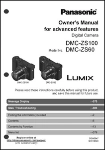 Panasonic DMC-ZS60 ZS100 Advanced Digital Camera User Guide Instruction  Manual - Picture 1 of 1