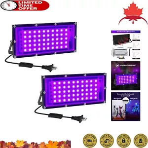 50W LED Black Lights - 2 Pack - Ideal for Glow Party, Halloween, Body Painting - Picture 1 of 9