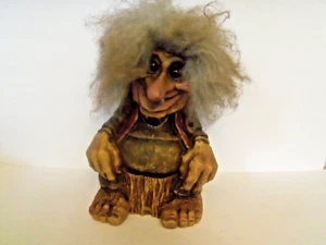 Norwegian Big Troll Sitting on Tree Stump Figurine 12" NY Form #109 Handmade Elf - Picture 1 of 6