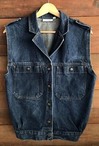 Vintage Levi’s Juniors Denim Snap Down Vest Size Small - Picture 1 of 6