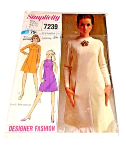 Vintage Simplicity Sewing Pattern 7239 1960s A Line Dresses Size 12 32" Bust SEE - Picture 1 of 4