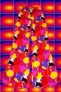 18✪ 60er 70er Jahre Hippie Herren Schlaghose Boney M rot orange Muster Gr 52 54 - Bild 1 von 1
