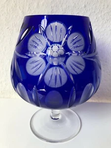 Vintage Nachtmann Germany Cobalt Blue Lead Cut to Clear  Crystal Glass - Picture 1 of 10
