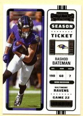 2022 Panini Contenders Football Rashod Bateman Season Ticket #6 Baltimore Ravens - Image 1 of 2