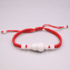 Natural Grade A Jade Gourd Bead Red Cord Knitted Bracelet Adjustable 15-16.5cm