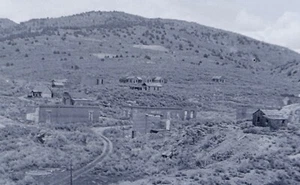 PHOTO NEGATIVE Aurora Nevada Ghost Town Abandoned Buildings Hills Western Mining - Picture 1 of 4