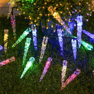 30LED 20ft Solar Icicle String Lights Ice Cone Decorative Lights Patio Yard Lamp - Picture 1 of 16