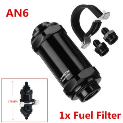 NUEVO Filtro de combustible en línea de aluminio para automóvil E85 etanol con entrada de 100 micras -6 AN/Salida Foto 1 de 4