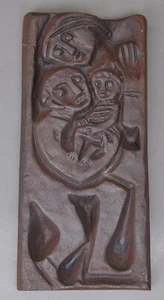 Placa de pared de hierro fundido expresionista familia monograma GO o GD - Imagen 1 de 3